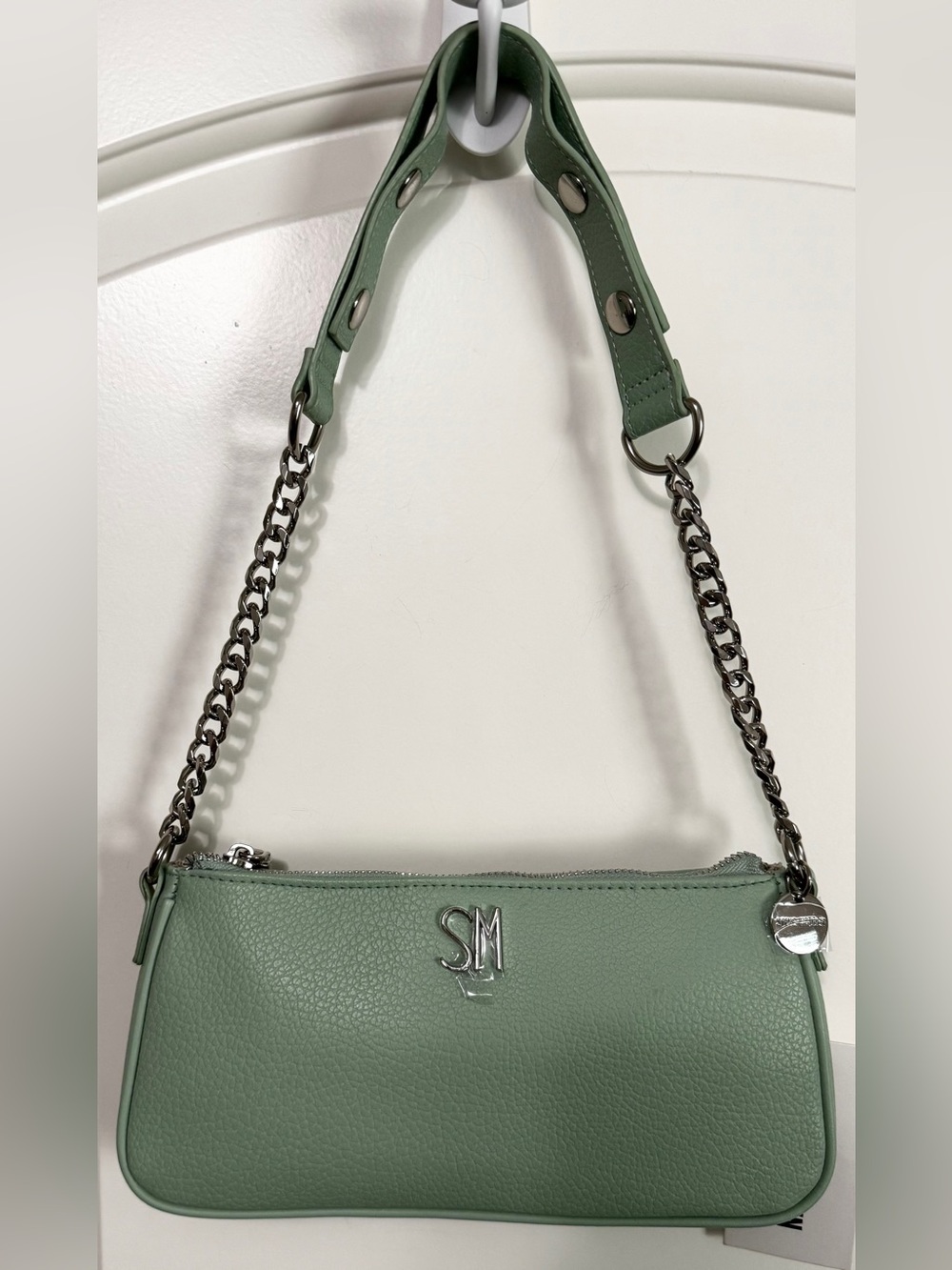 Steve Madden Bhayley Chain Mint Shoulder Bag Pebbled Faux Leather NWT - Picture 2 of 16